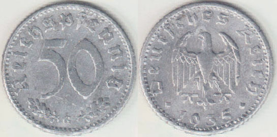 1935 G Germany 50 Pfennig A005394